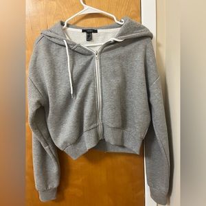 Cropped gray zip up jacket
